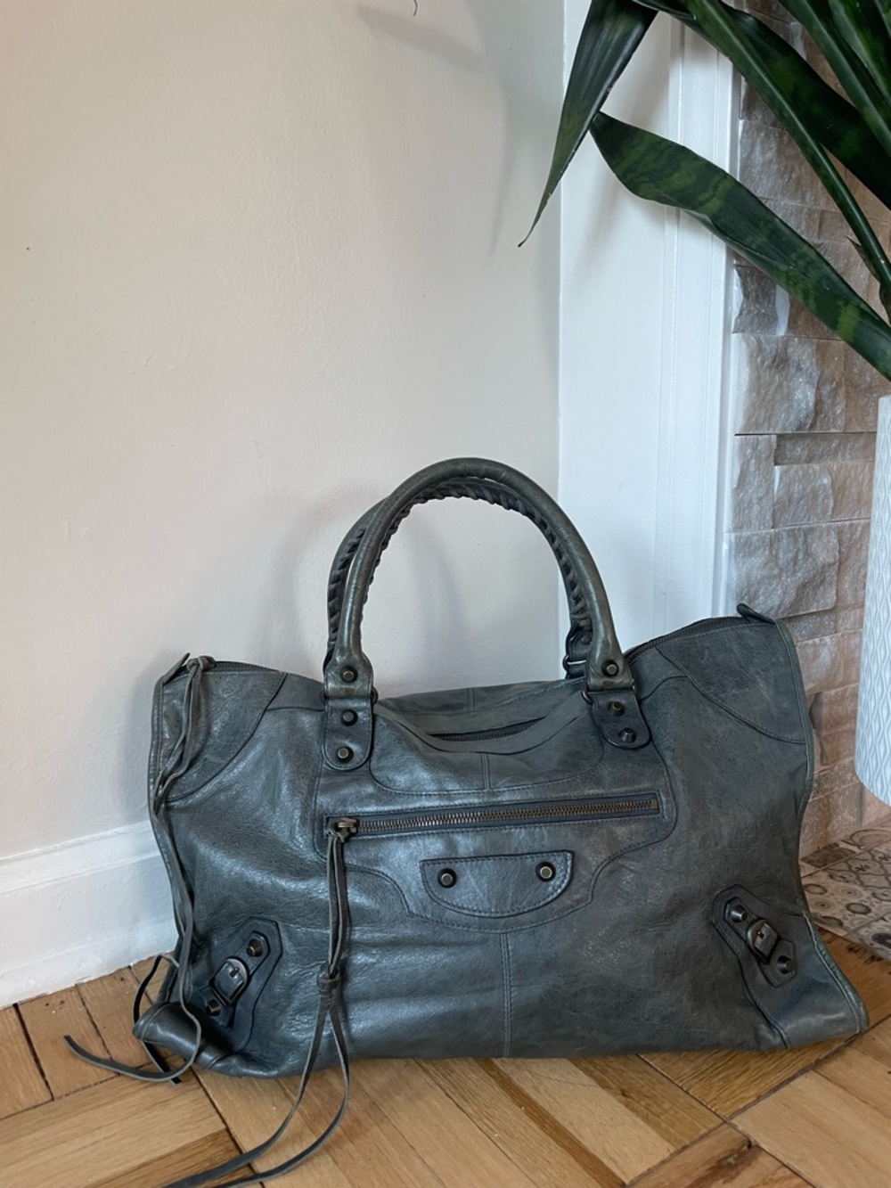 Balenciaga Work Bag RH | Vintage Leather | Muted Green | Authenticated